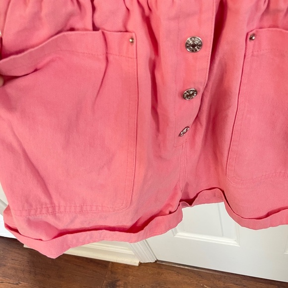 Dokotoo Size Med Pink Shortalls Casual Cotton Button Down Short Sleeve - Picture 4 of 8